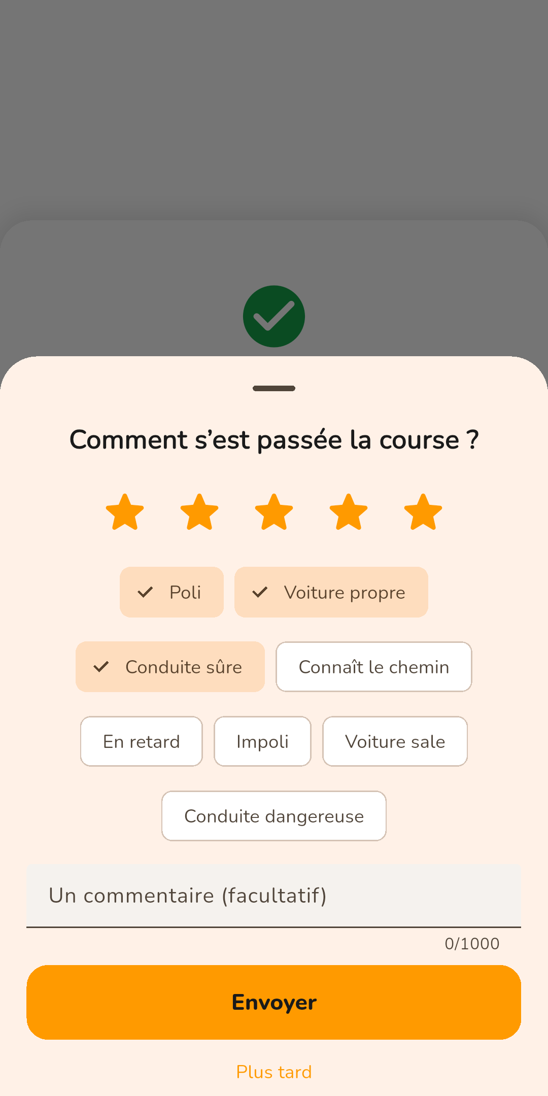 Notation du chauffeur